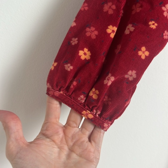 L.L. Bean Girl's Medium Red Ditsy Floral Corduroy A-Line Dress 100% Cotton - Picture 9 of 13